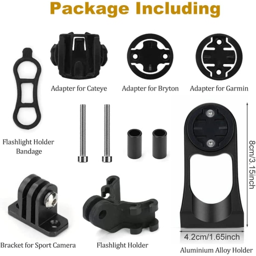 Combo Extended Out Front Mount Bicycle Computer GPS Cycling Handlebar Stem Mount Extended Holder Compatible with Camera Flashlight-Black