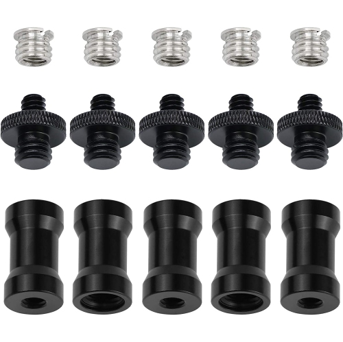 15 Pieces 1/4' 3/8' Light Stand Adapter, Tripod Screw Adapter Converter for DSLR Camera Tripod, Shoulder Rig, Flash Light Stand, Camera Cage,