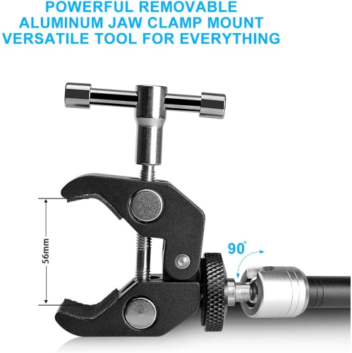 Bras articulé robuste et ajustable de 11 pi Magic Arm avec pince pour caméra d’action sans miroir caméscope téléphone cellulaire GoPro iPhone Monitor