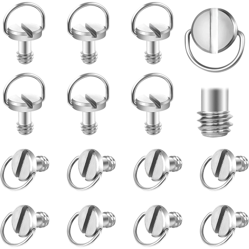 Camera Mounting Screw 15 Pcs D Shaft D-Ring 1/4 Mounting Screw, Quick Release Camera Flathead Slot Screw for Camera Tripod Monopod