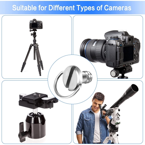 Camera Mounting Screw 15 Pcs D Shaft D-Ring 1/4 Mounting Screw, Quick Release Camera Flathead Slot Screw for Camera Tripod Monopod