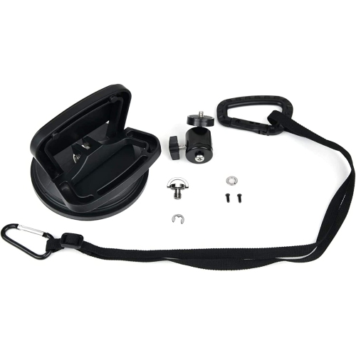 Suction Cup Mount for Heavy Duty DSLR/NuCam WR/Gopro, Strong 5' Diameter Suction Base ABS, Perfect for Car/Boat/Frame/Window, Aluminum with 360°