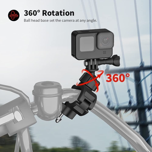 Bike Mount for GoPro, 360 Degree Rotation Bicycle Handlebar Mount Holder with Adjustable Screw for GoPro 10/9/8/7/6/5 and Other Action Camera,
