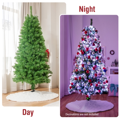 Topbuy 5/6/7FT Pre-lit Artificial Christmas Tree, Multi-Colored Fiber Optic Spruce Tree Artificial Xmas Tree