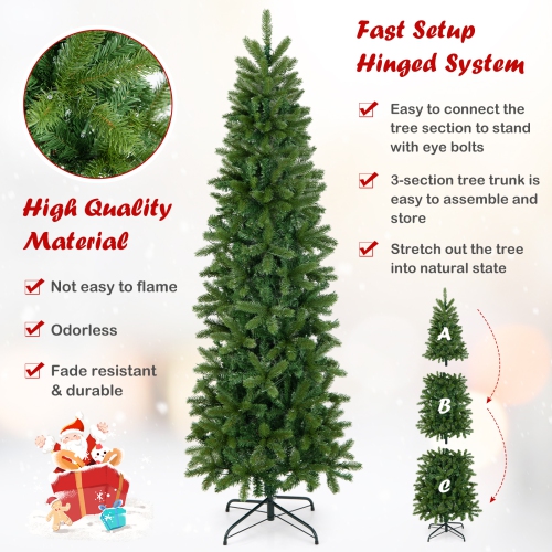 Topbuy 6 ft/7.5 ft Full Artificial Christmas Tree Pre-lit Christmas Tree w/Warm White & Multi-color LED Lights Foldable Metal Stand