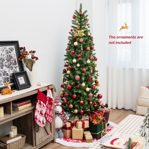 Topbuy 6 ft/7.5 ft Full Artificial Christmas Tree Pre-lit Christmas Tree w/Warm White & Multi-color LED Lights Foldable Metal Stand