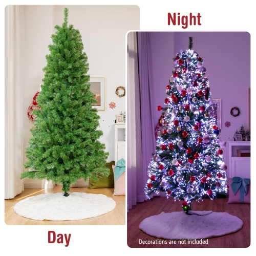 Topbuy 5/6/7FT Pre-lit Artificial Christmas Tree, Multi-Colored Fiber Optic Spruce Tree Artificial Xmas Tree