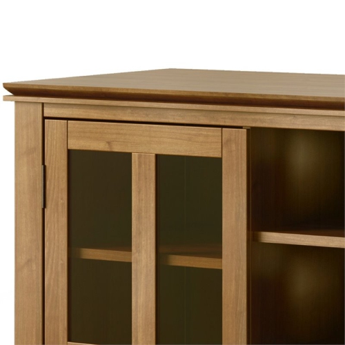 Simpli Home Artisan Wood 53" Transitional TV Media Stand in Honey Brown For TVs up to 60"