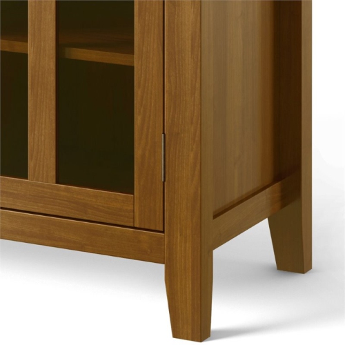 Simpli Home Artisan Wood 53" Transitional TV Media Stand in Honey Brown For TVs up to 60"