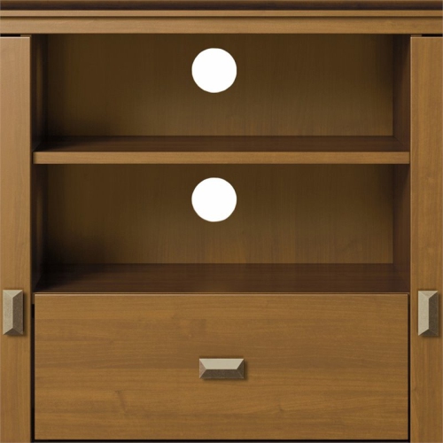 Simpli Home Artisan Wood 53" Transitional TV Media Stand in Honey Brown For TVs up to 60"