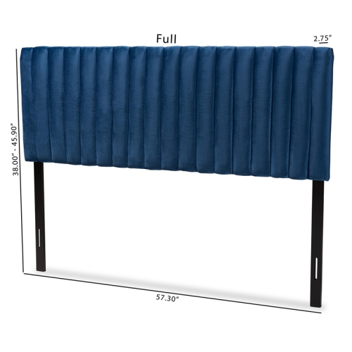 BAXTON STUDIO  Emile And Dark Brown Finished Wood Queen Size Headboard In Navy Blue
