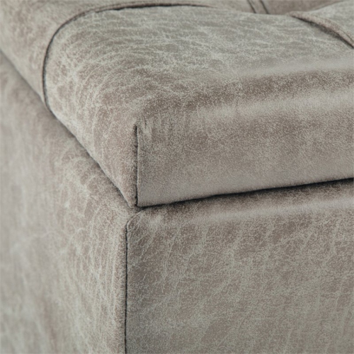 Harrison 36"W Coffee Table Storage Ottoman in Distressed Gray Taupe Faux Leather