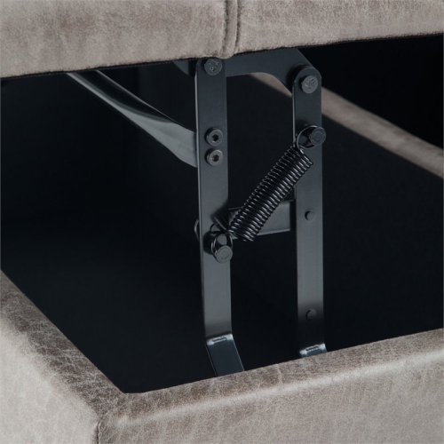 Harrison 36"W Coffee Table Storage Ottoman in Distressed Gray Taupe Faux Leather