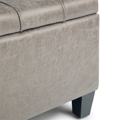 Harrison 36"W Coffee Table Storage Ottoman in Distressed Gray Taupe Faux Leather