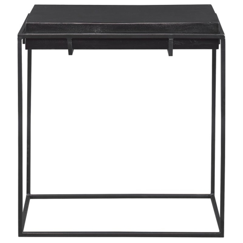 Uttermost Telone Iron Metal and Aluminum Side Table in Antique Black