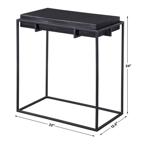 Uttermost Telone Iron Metal and Aluminum Side Table in Antique Black
