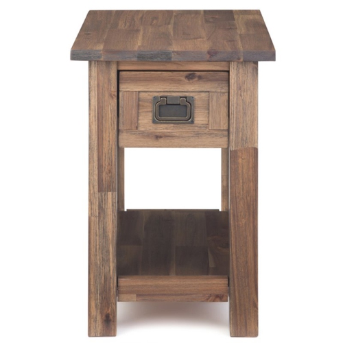 Simpli Home Monroe SOLID ACACIA WOOD 14 " Rectangle Rustic Narrow Side Table in Rustic Natural Aged Brown