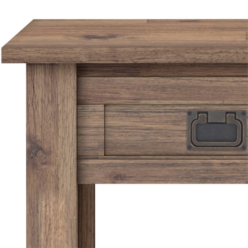 Simpli Home Monroe 22" Square Rustic Solid Wood End Table in Rustic Aged Brown