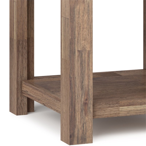Simpli Home Monroe 22" Square Rustic Solid Wood End Table in Rustic Aged Brown