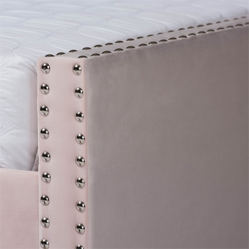 Baxton Studio Raphael Pink Velvet Upholstered Full Size Daybed with Trundle