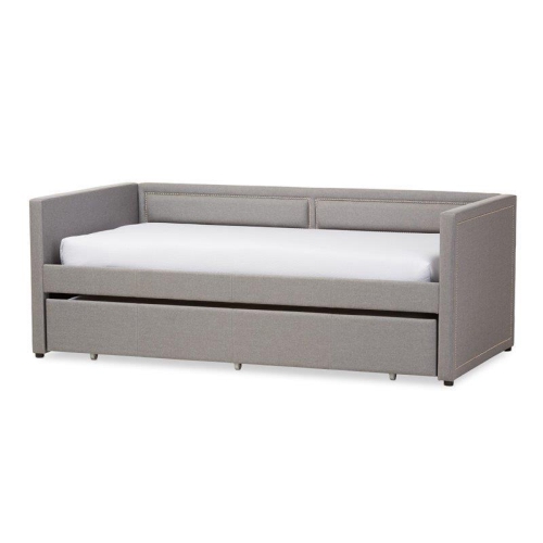 BOWERY HILL  Contemporary Twin Daybed In Gray Linen Fabric