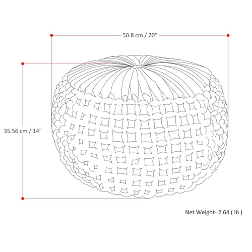 Simpli Home Renee Boho Round Pouf in Slate Gray Velvet Fabric