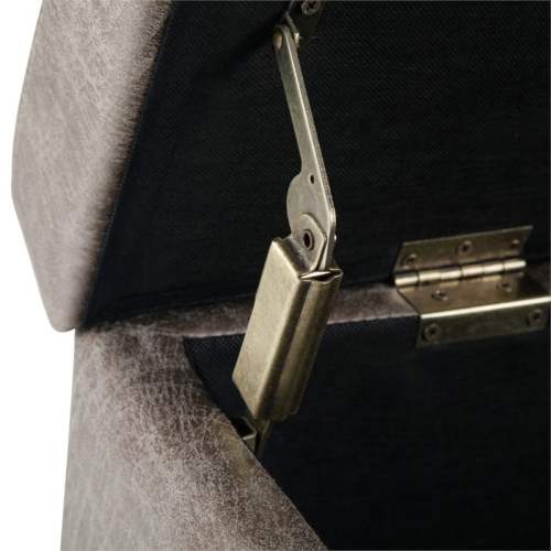 Simpli Home Avalon Faux Leather Storage Ottoman Bench in Distressed Gray Taupe