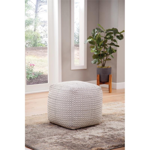 Steve Silver Hakim Square Handwoven Ivory Wool Pouf