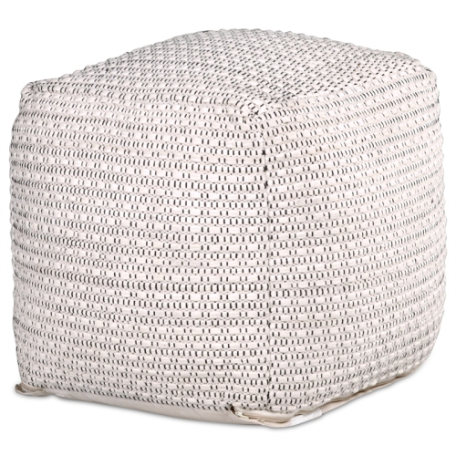 Steve Silver Hakim Square Handwoven Ivory Wool Pouf
