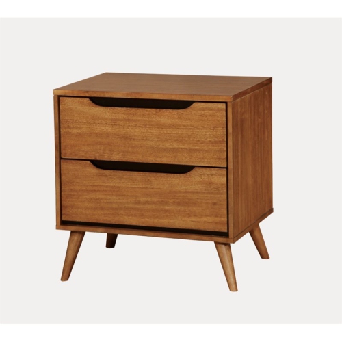 FURNITURE OF AMERICA  Belkor Mid-Century Modern Wood 2-Drawer Nightstand In Oak