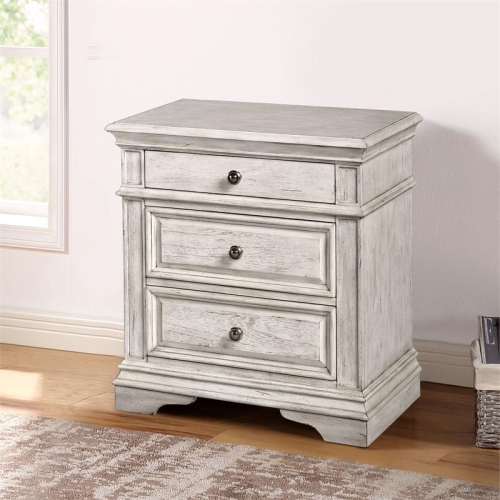 Highland Park Rustic Ivory Wood 3-drawer Nightstand