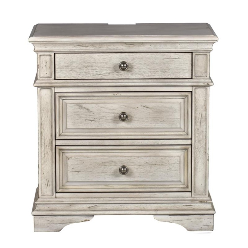 Highland Park Rustic Ivory Wood 3-drawer Nightstand