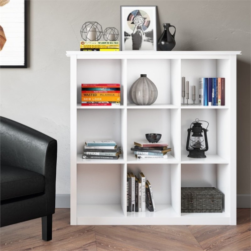 Simpli Home Artisan Wood Transitional 9 Cube Bookcase and Unit in White