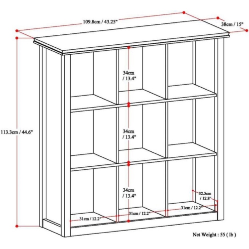 Simpli Home Artisan Wood Transitional 9 Cube Bookcase and Unit in White
