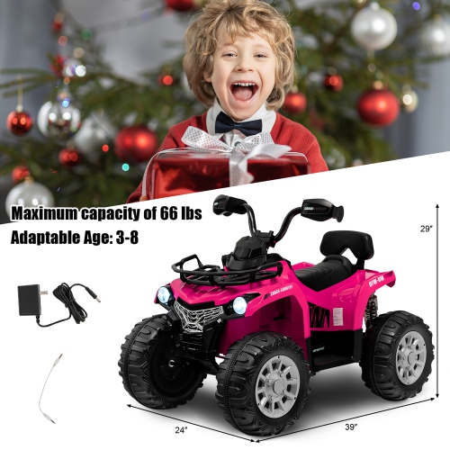 Costway 12V Kids Ride On ATV Electric 4-Wheeler Quad 2 Speeds w/ Mp3 & Headlights