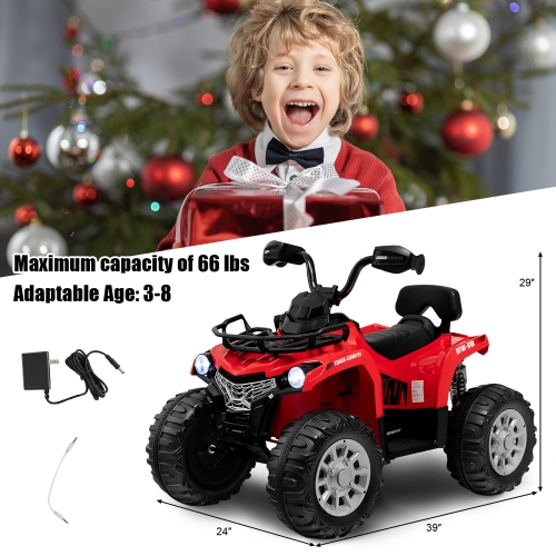 Costway 12V Kids Ride On ATV Electric 4-Wheeler Quad 2 Speeds w/ Mp3 & Headlights