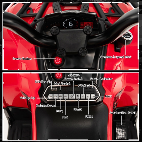 Costway 12V Kids Ride On ATV Electric 4-Wheeler Quad 2 Speeds w/ Mp3 & Headlights