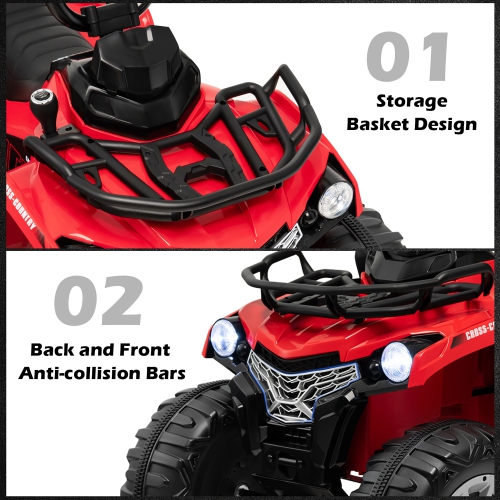 Costway 12V Kids Ride On ATV Electric 4-Wheeler Quad 2 Speeds w/ Mp3 & Headlights