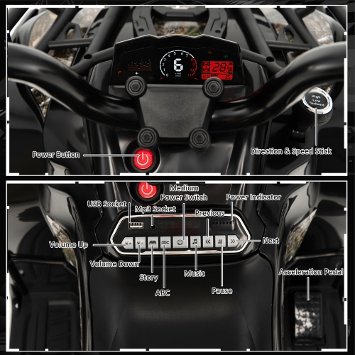 Costway 12V Kids Ride On ATV Electric 4-Wheeler Quad 2 Speeds w/ Mp3 & Headlights