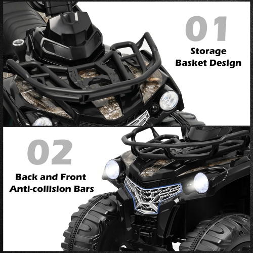 Costway 12V Kids Ride On ATV Electric 4-Wheeler Quad 2 Speeds w/ Mp3 & Headlights