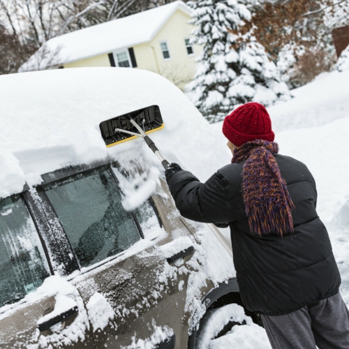 Gymax 21FT Telescoping Snow Roof Rake Large Poly Blade Aluminum Tube Non-Slip Handle