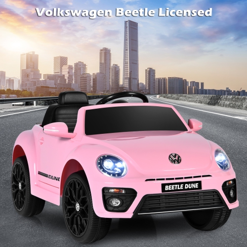 Topbuy 12 Toddler Ride On Car Volkswagen Beetle Kids Electric Toy w/Remote Control White/Pink/Red