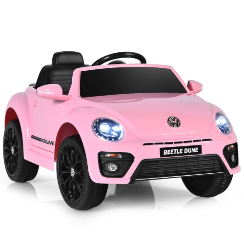 Topbuy 12 Toddler Ride On Car Volkswagen Beetle Kids Electric Toy w/Remote Control White/Pink/Red
