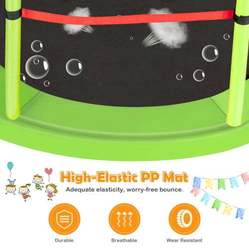 Topbuy 55" Kids Jumping Exercise ASTM Certified Approved Mini Recreational Hexagonal Shape Toddler Trampolines for Kids Toy Birthday Gift