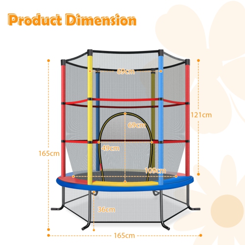 Topbuy 55" Kids Jumping Exercise ASTM Certified Approved Mini Recreational Hexagonal Shape Toddler Trampolines for Kids Toy Birthday Gift