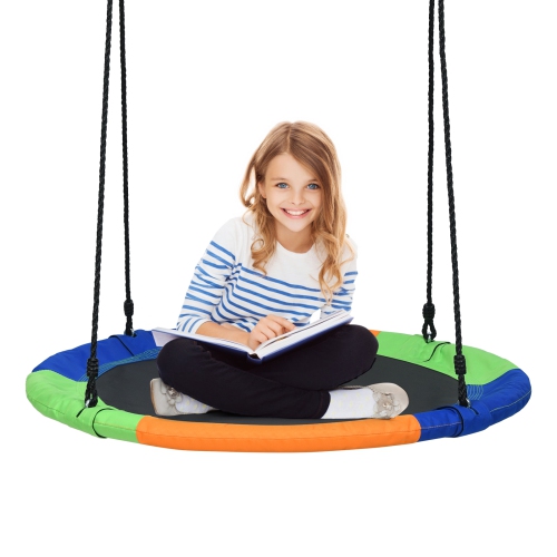 Topbuy 40 Flying Saucer Tree Swing Set Outdoor Round Swing w/Adjustable  Hanging Ropes for Children Tree Park Backyard
