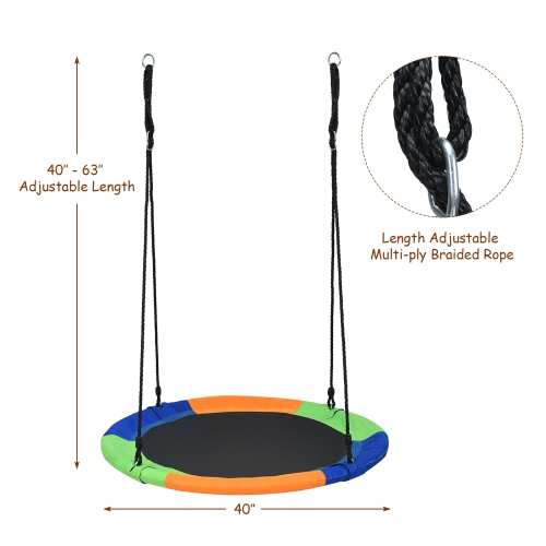Topbuy 40" Flying Saucer Tree Swing Set Outdoor Round Swing w/Adjustable Hanging Ropes for Children Tree Park Backyard