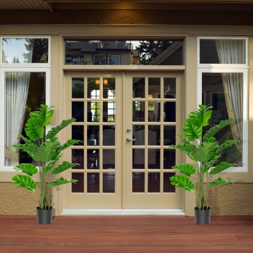 Topbuy 5ft Artificial Tree, Fake Monstera Deliciosa Plant in Pot with 15 Split Leaves Faux Plant for Indoor Outdoor House Home Office Living Room 1