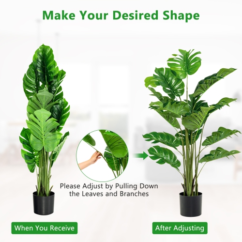 Topbuy 5ft Artificial Tree, Fake Monstera Deliciosa Plant in Pot with 15 Split Leaves Faux Plant for Indoor Outdoor House Home Office Living Room 1