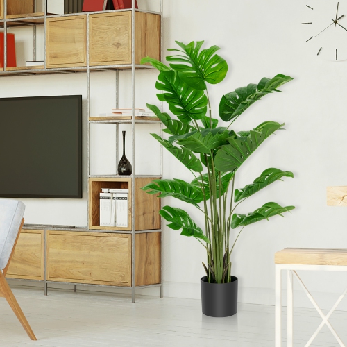 Topbuy 5ft Artificial Tree, Fake Monstera Deliciosa Plant in Pot with 15 Split Leaves Faux Plant for Indoor Outdoor House Home Office Living Room 1